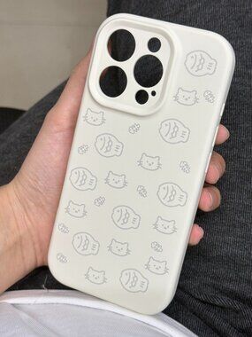 Cute Cat & Fish Cream Silicone Case | Like New Premium